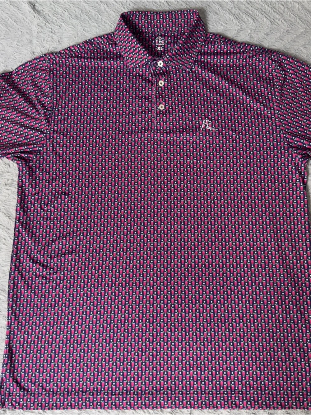 Rhoback Men’s XL Transfusion Cocktail Print Short Sleeve Performance Polo - Picture 4 of 10